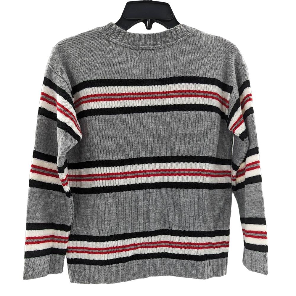 Girls Gray Striped Knit Pullover Sweater Crewneck Size Small - Picture 3 of 6